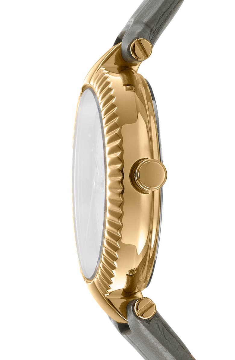 GEVRIL Croc Embossed Leather Strap Watch, Alternate, color, 