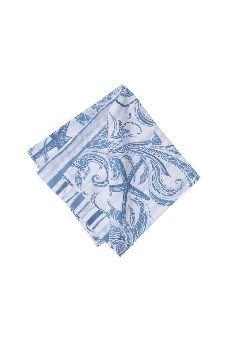 Tidal Waves Set of 6 Cloth Napkins, Alternate, color, Blue