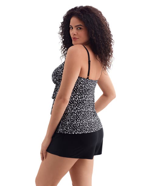 Longitude Faux Ruffle Shortini Long Torso Swimsuit In Black