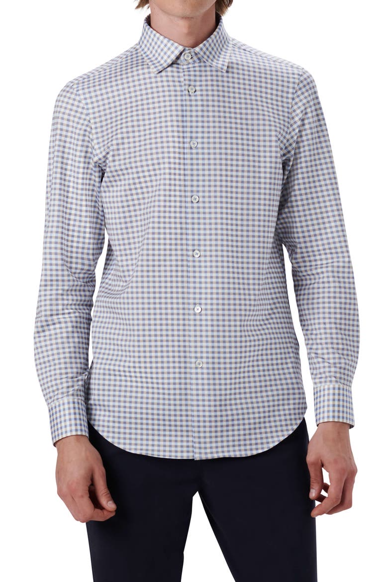 OoohCotton® Check Button-Up Shirt, Main, color, SAND