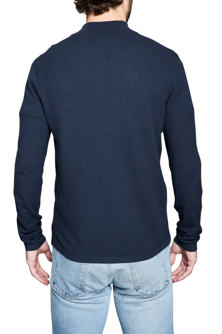 Fine Guage Texture Cotton Blend Quarter Zip Sweater, Alternate, color, CARBON BLUE