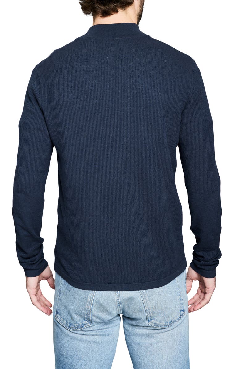 Billy Reid Fine Guage Texture Cotton Blend Quarter Zip Sweater, Alternate, color, Carbon Blue