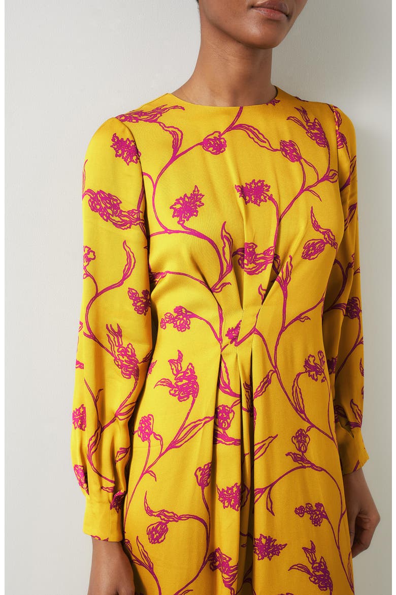 Henrietta Flower Bracelet Sleeve Asymmetric Hem Dress, Alternate, color, YELLOW MULTI