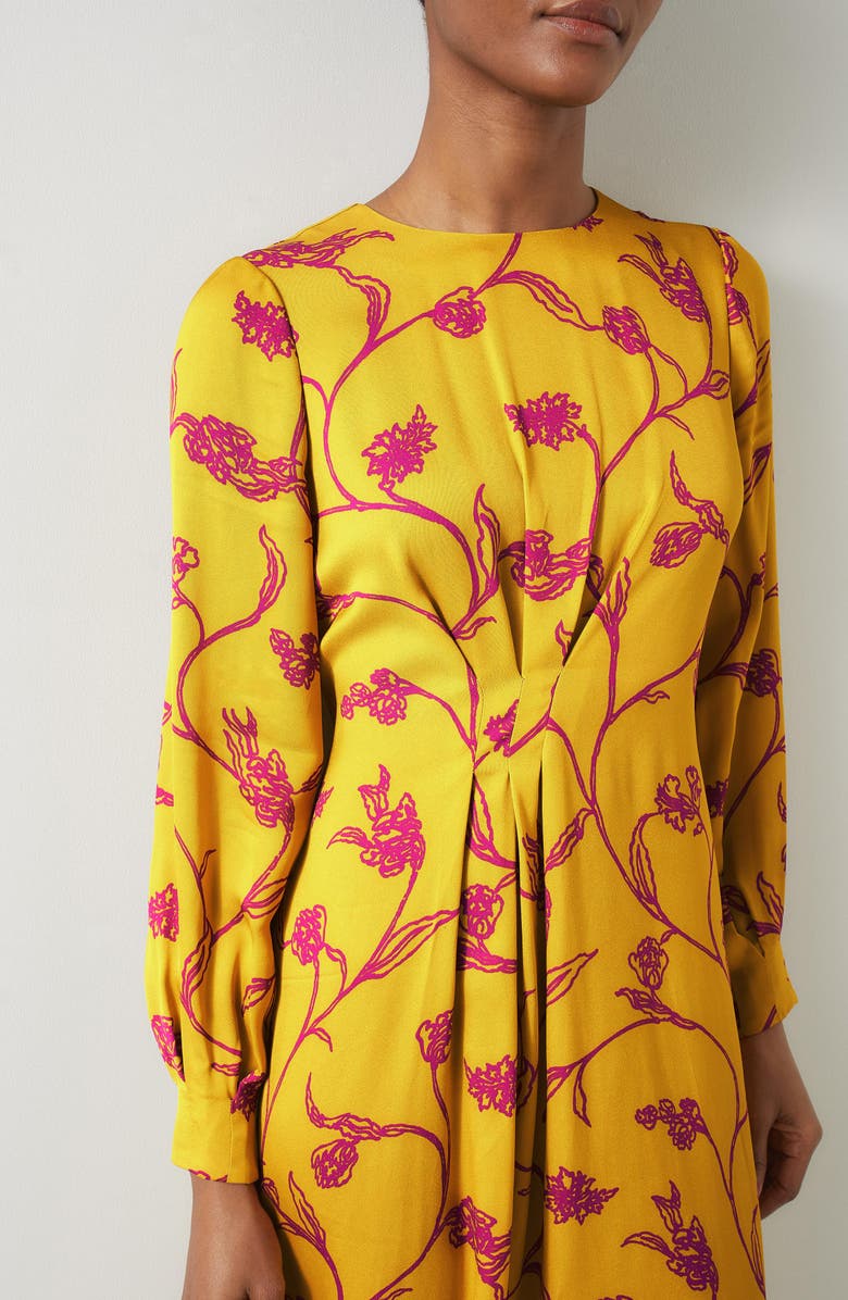 LK Bennett Henrietta Flower Bracelet Sleeve Asymmetric Hem Dress, Alternate, color, 