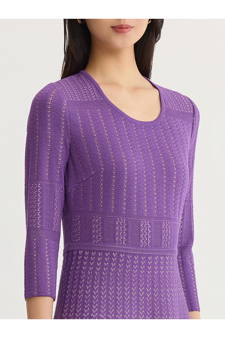 Fit & Flare Multi Stitch Soft Knit Maxi Dress, Alternate, color, Fresh Purple/Biscotti