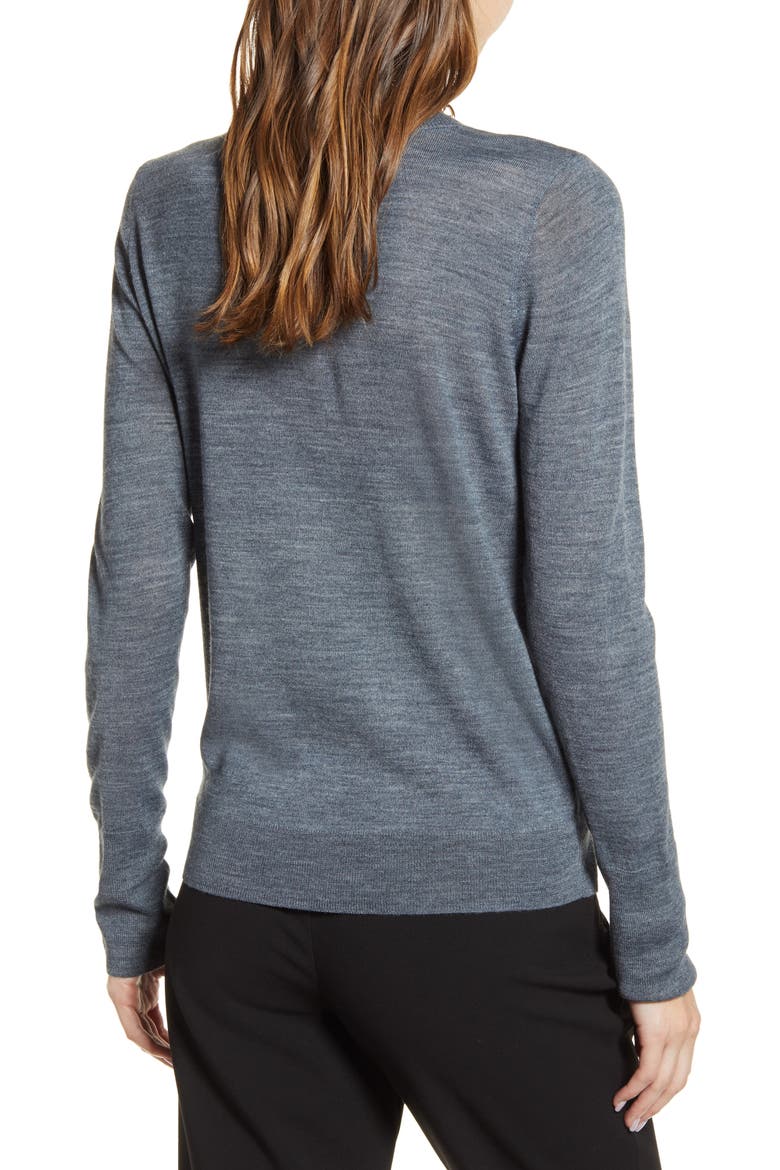 Crewneck Merino Wool Blend Sweater, Alternate, color, GREY HEATHER
