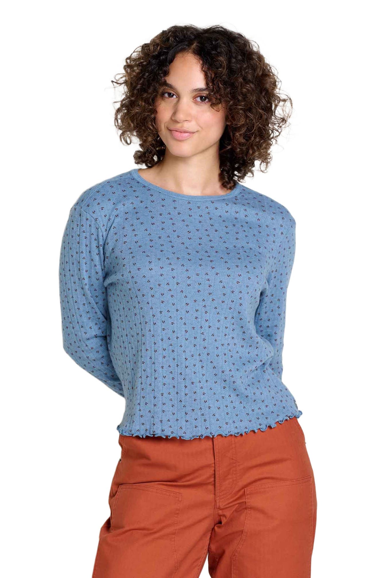 Toad & Co Foothill Pointelle Long Sleeve Crew II in North Shore Ditsy Print 