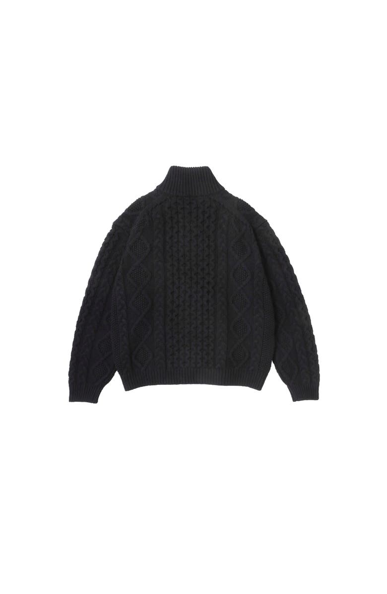 vowels Cable Knit Zip Up, Alternate, color, Black