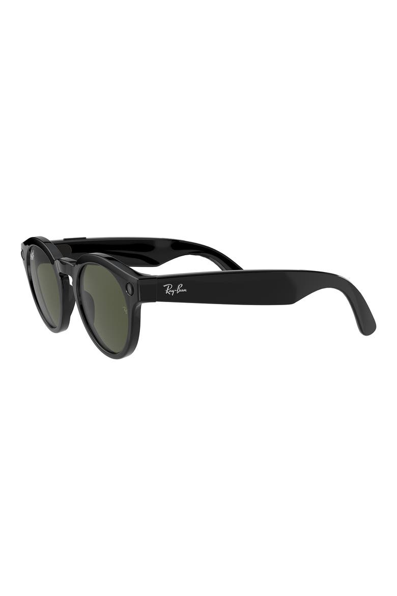 Stories 48mm Gradient Round Smart Glasses, Alternate, color, BLACK/ DARK GREEN