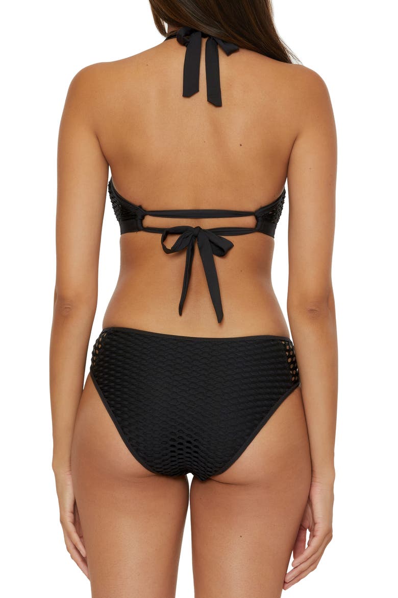 Castaway High Neck Bikini Top, Alternate, color, BLACK
