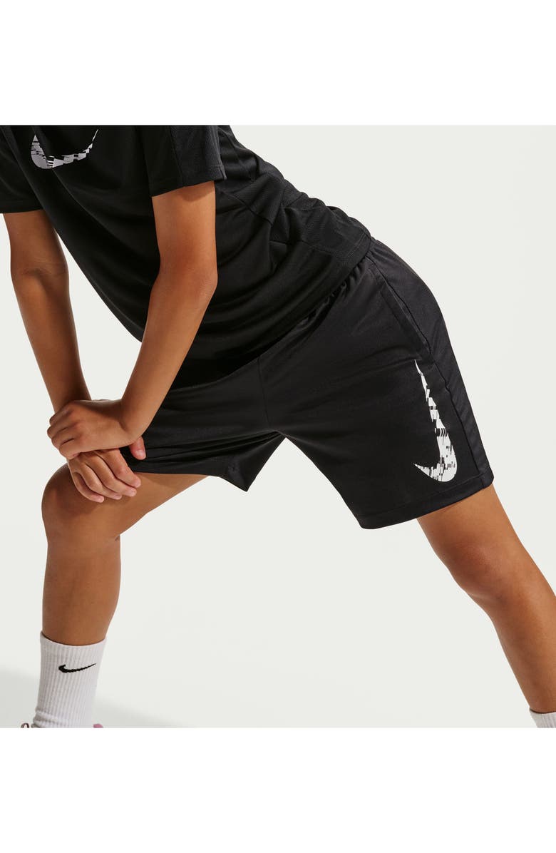 Nike Kids' Dri-FIT Training Shorts, Alternate, color, Black/ Light Crimson/ White