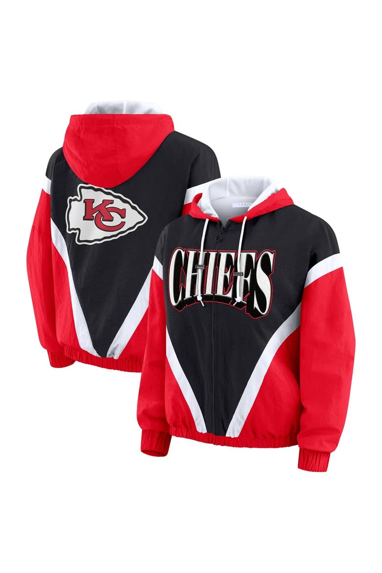 Women's WEAR by Erin Andrews Red/Black Kansas City Chiefs Retro Crinkle Full-Zip Hoodie Windbreaker, Main, color, Red