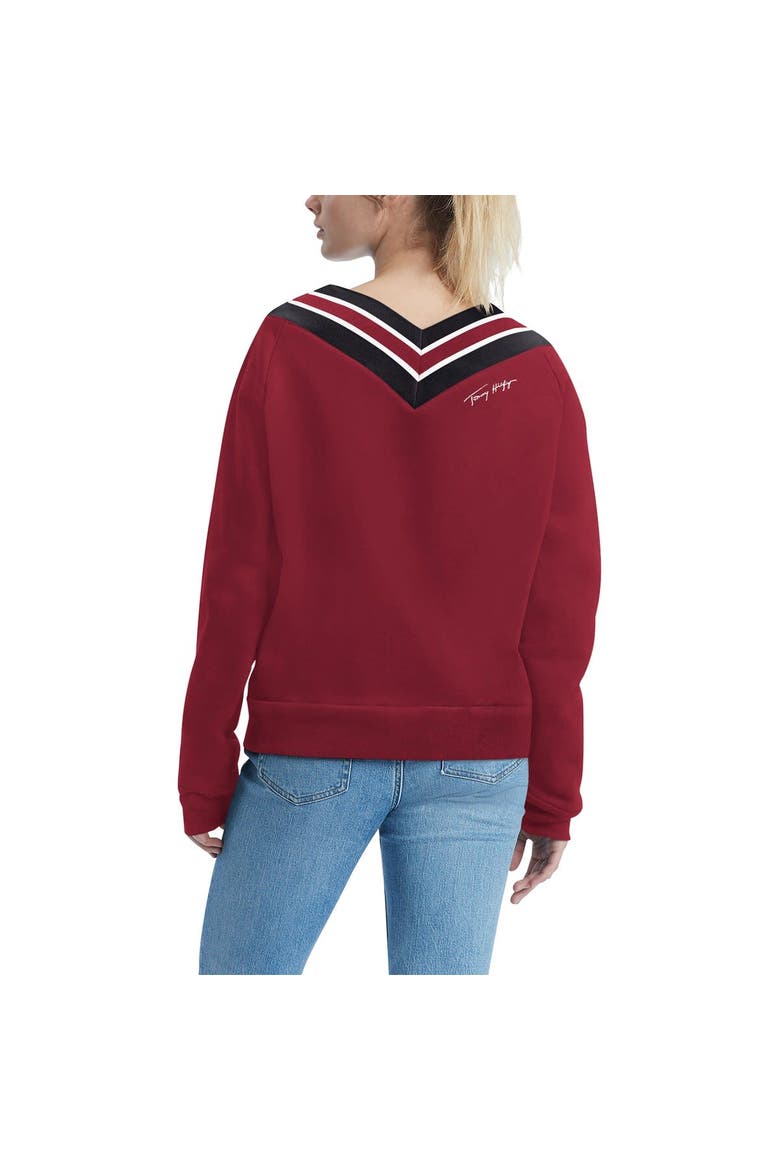 Women's Tommy Hilfiger Cardinal Arizona Cardinals Heidi V-Neck Pullover Sweatshirt, Alternate, color, Cardinal