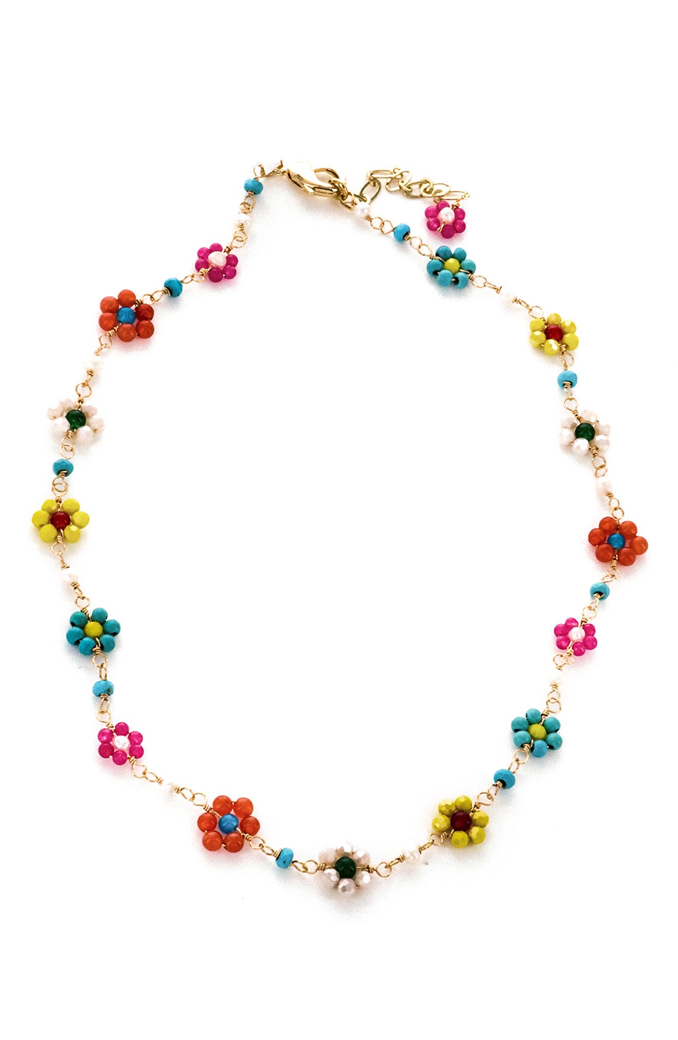Bead Flower Station Necklace
