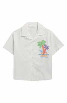 Kids' Neon Palms Short Sleeve Button-Down Shirt