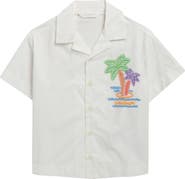 Palm Angels Kids' Neon Palms Short Sleeve Button-Down Shirt