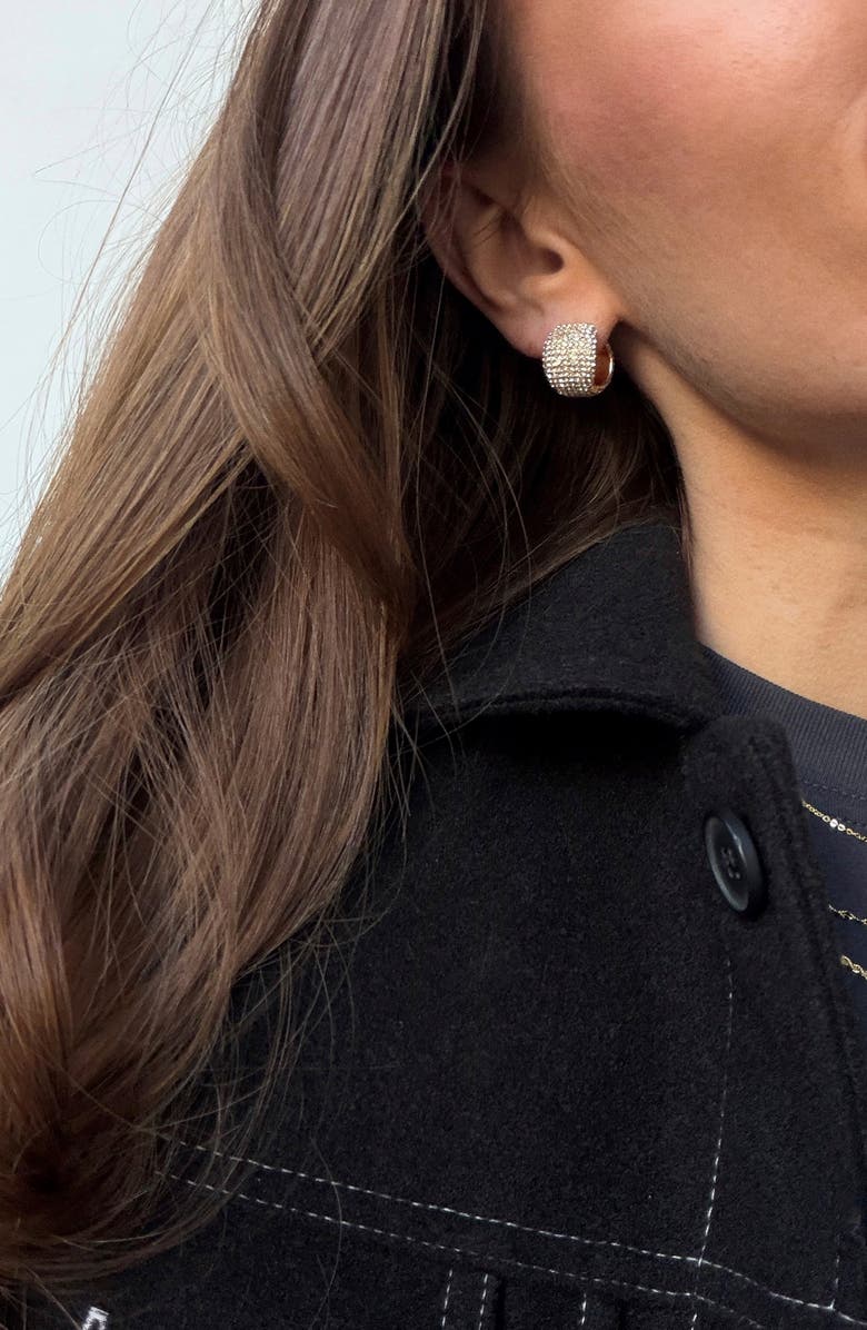 BaubleBar Whitney Pavé Crystal Stud Earrings, Alternate, color, Gold