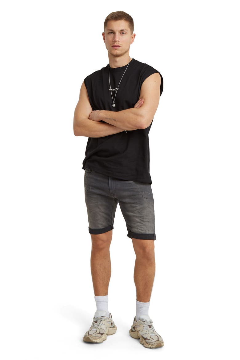 3301 Slim Denim Shorts, Alternate, color, LT AGED DESTROY