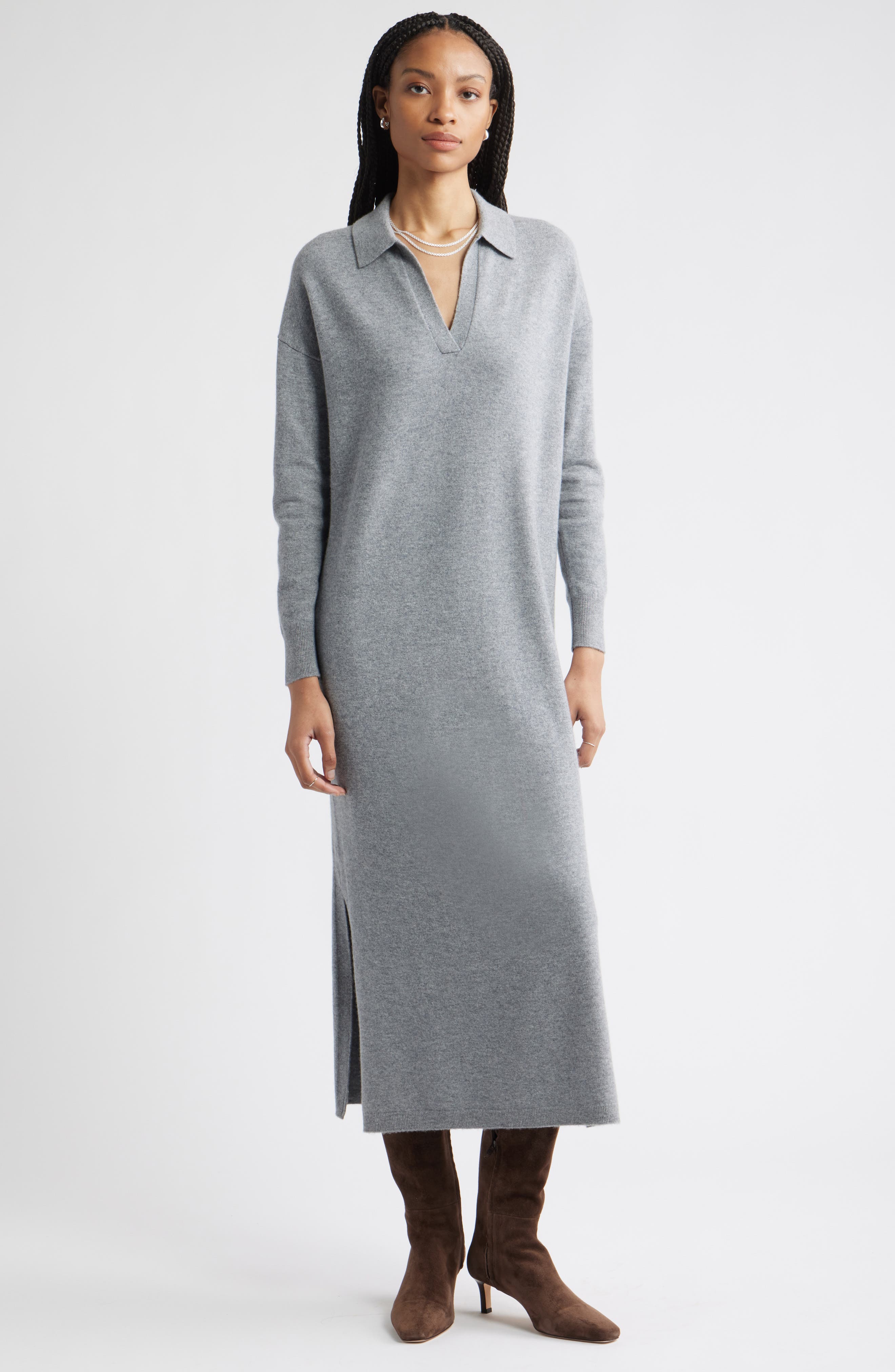 Nordstrom Long Sleeve Polo Maxi Sweater Dress