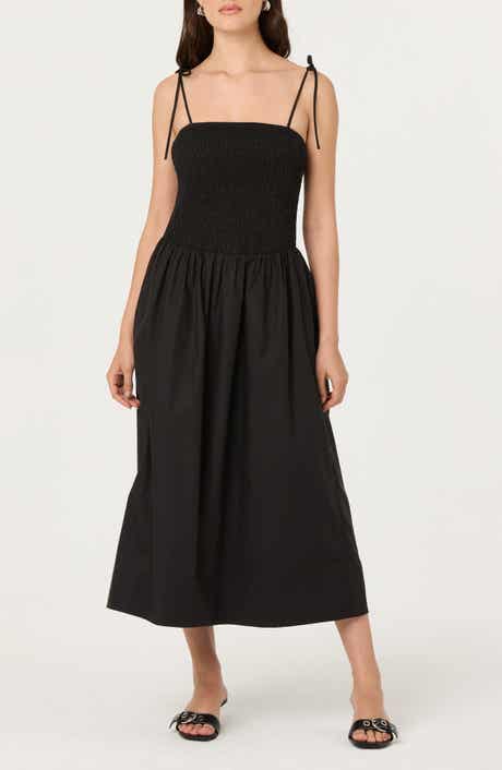 ASTR the Label Drop Waist Smocked Midi Dress