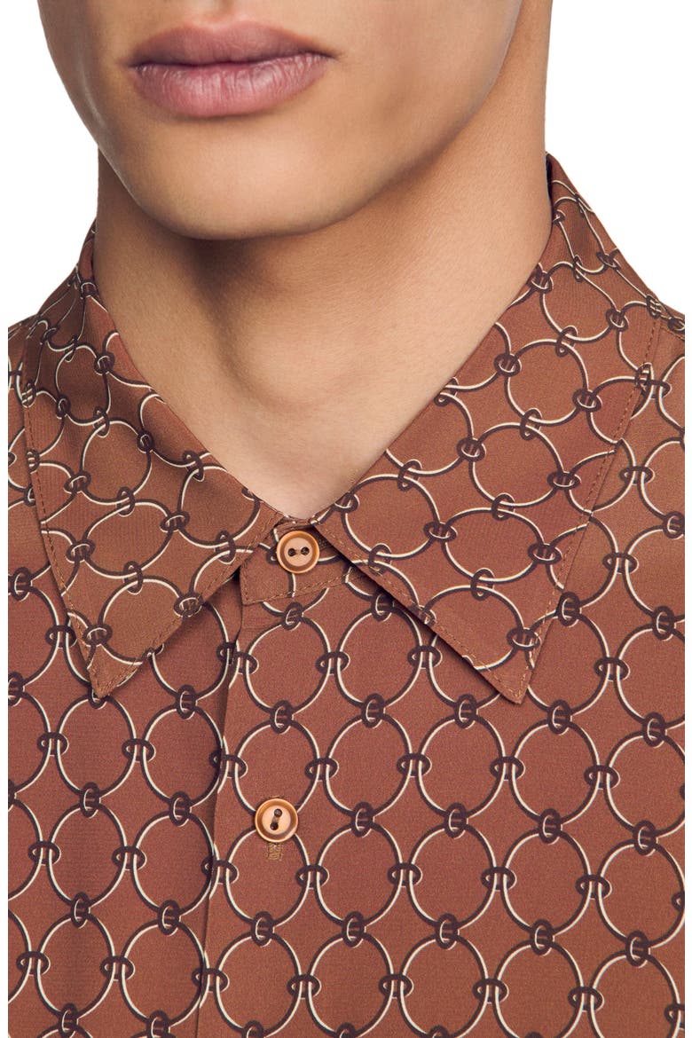 Chain print shirt, Alternate, color, Tobacco brown