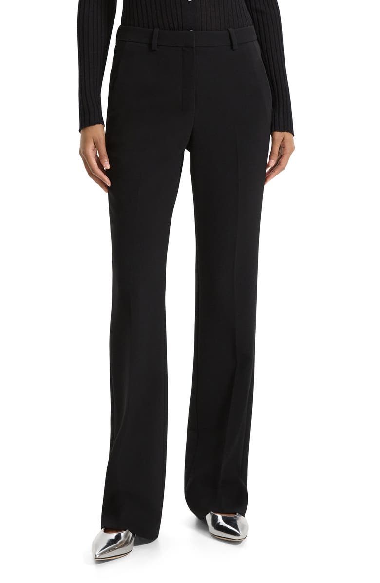 Theory Slim Fit Flare Trousers, Main, color, Black