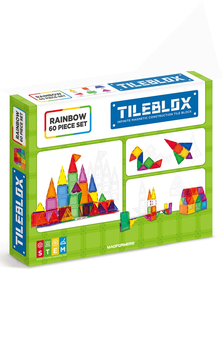 Magformers Tileblox 60-Piece Rainbow Magnetic Construction Set, Alternate, color, 