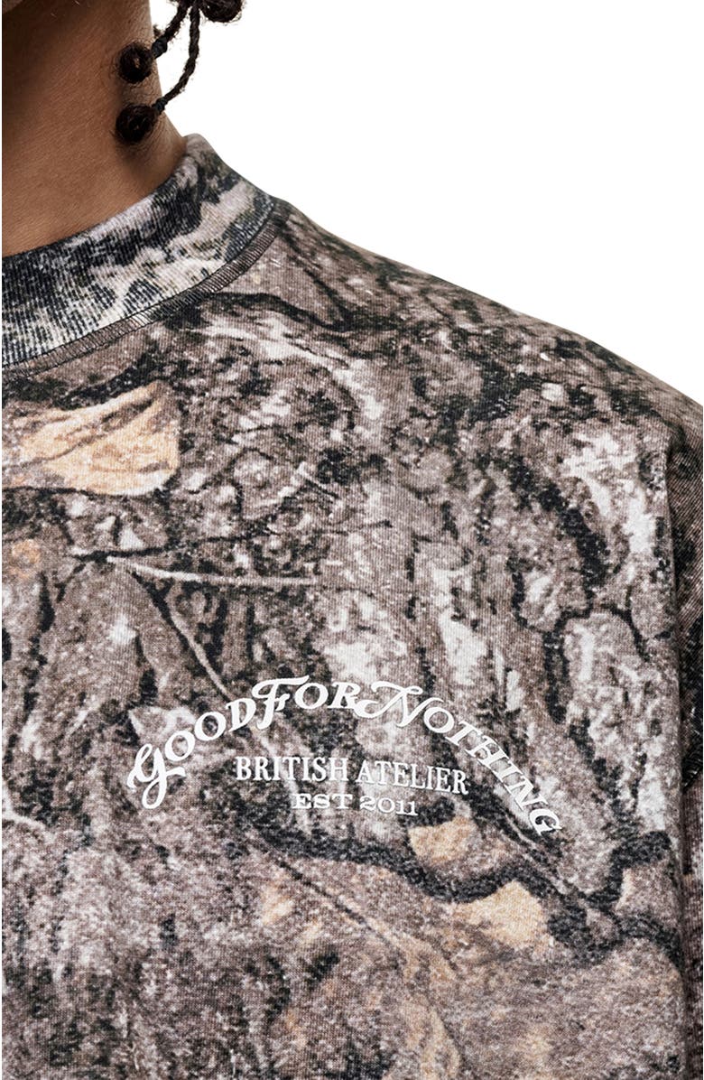 Good For Nothing Woodland Camo Print T-Shirt, Alternate, color, Camo