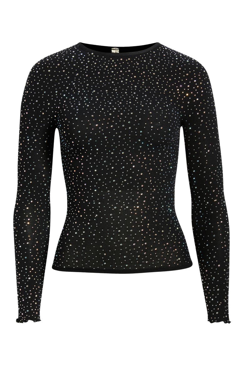 Night Sky Studded Rib Top, Alternate, color, BLACK
