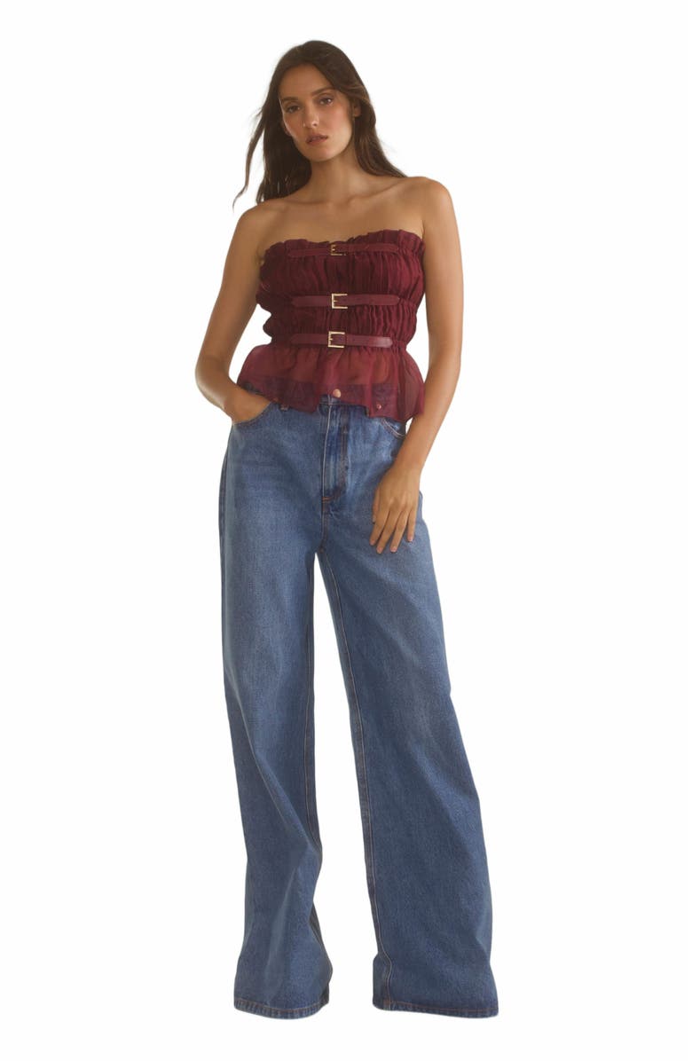 Cynthia Rowley Buckle Up Silk Organza Top, Main, color, 