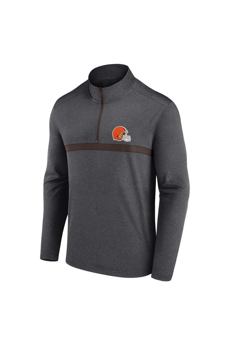 Men's Fanatics  Charcoal Cleveland Browns Head-to-Head Quarter-Zip Pullover, Alternate, color, Charcoal