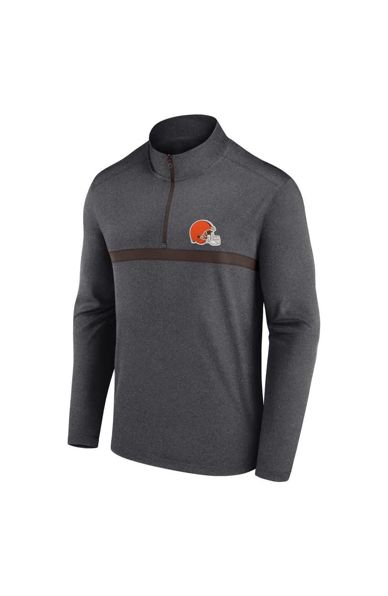 FANATICS Men's Fanatics Charcoal Cleveland Browns Head-to-Head Quarter-Zip Pullover, Alternate, color,