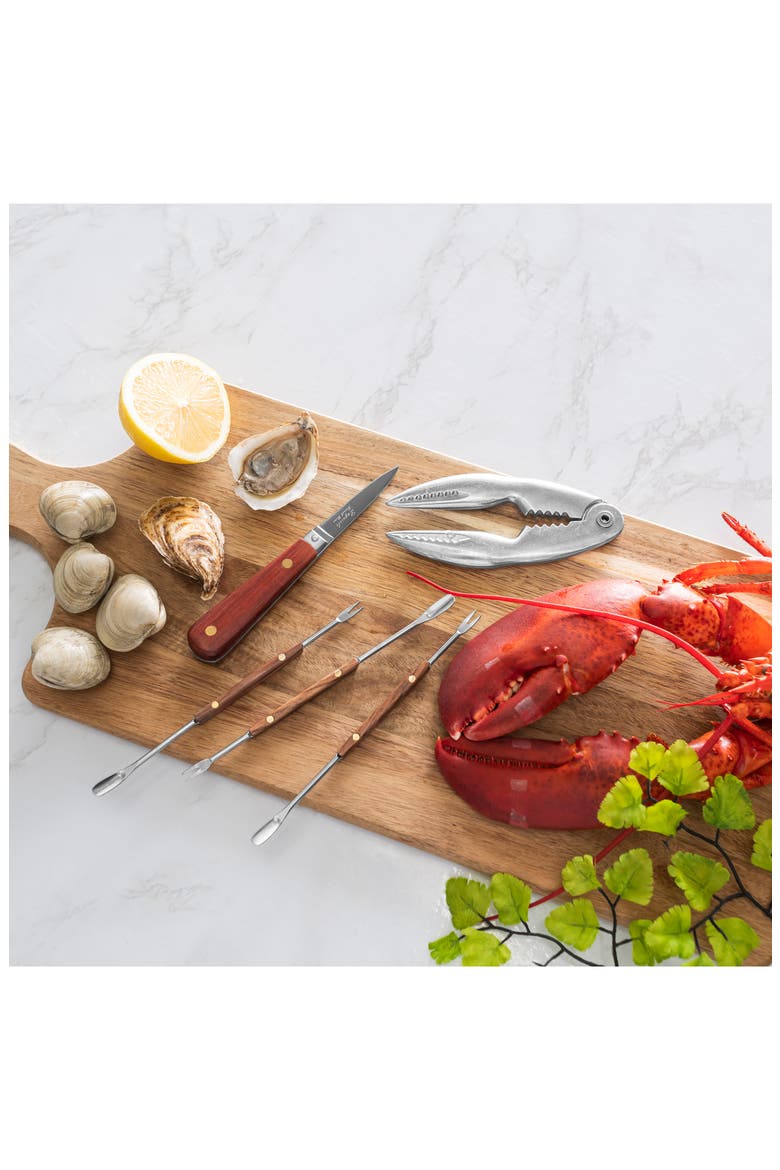 6-Piece Seafood Tool Set, Alternate, color, WOOD