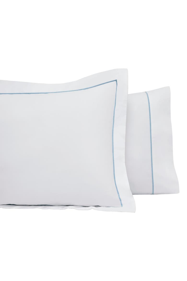 Montelle Giza Cotton Percale Pillowcases - Set of 2, Alternate, color, White/Blue