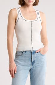 Blu Pepper Contrast Stitch Scoop Neck Sweater Tank