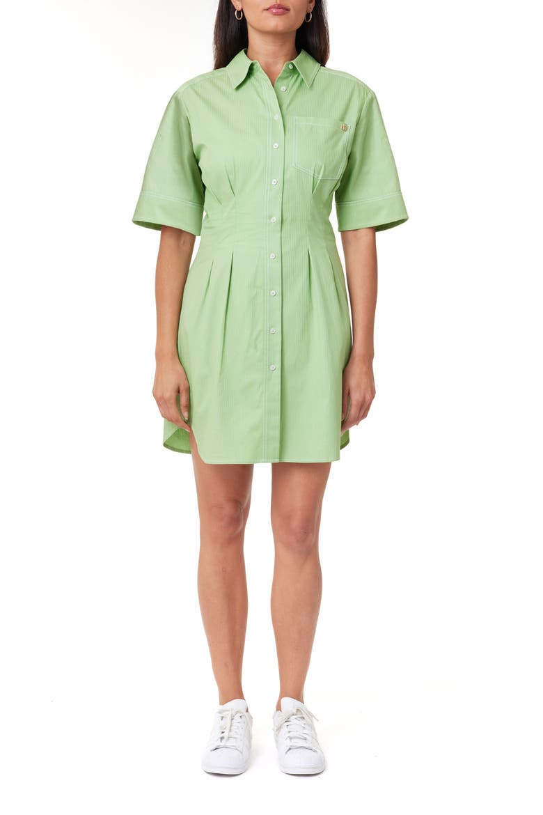 Stripe Structured Cotton Shirtdress, Main, color, PISTACHIO