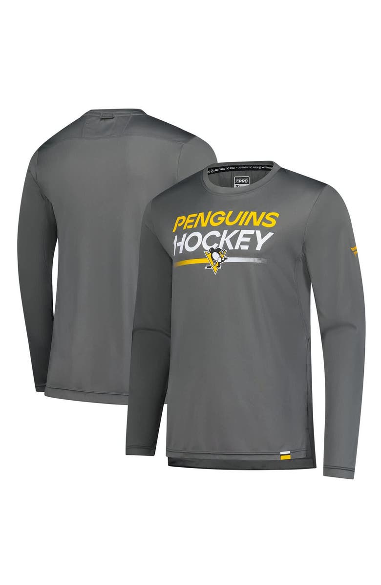FANATICS Men's Fanatics Gray Pittsburgh Penguins Authentic Pro Tech Long Sleeve T-Shirt, Alternate, color, 