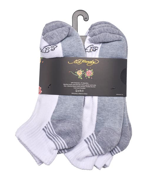 Ed Hardy Athletic Half Cushion Quarter Sock 8-pack In White
