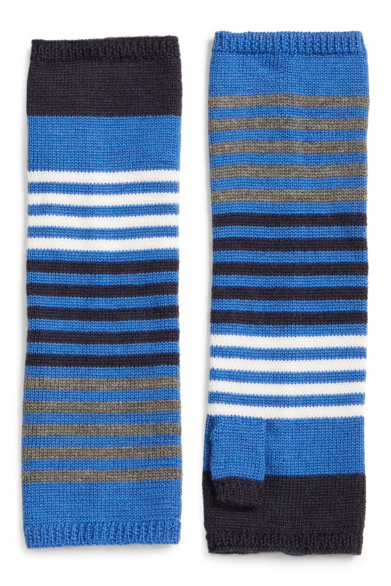 Stripe Merino Wool Fingerless Gloves, Main, color, MIDNIGHT