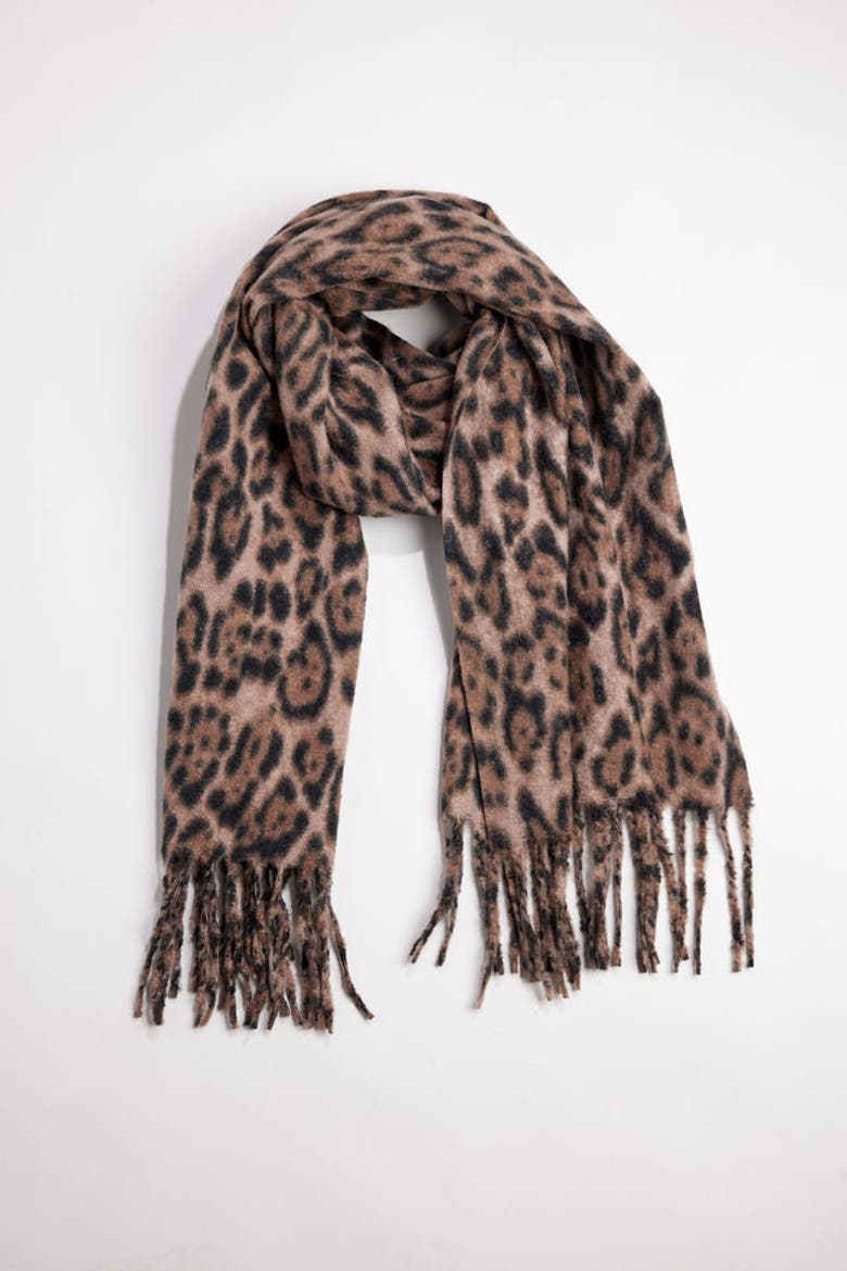 Leopard Scarf, Main, color, Natural Combo