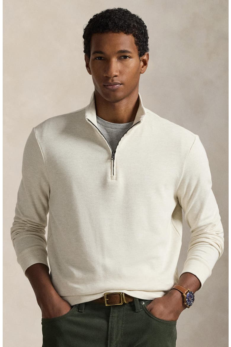 Textured Double Knit Quarter Zip Pullover, Alternate, color, CHALK HEATHER/ NEVIS