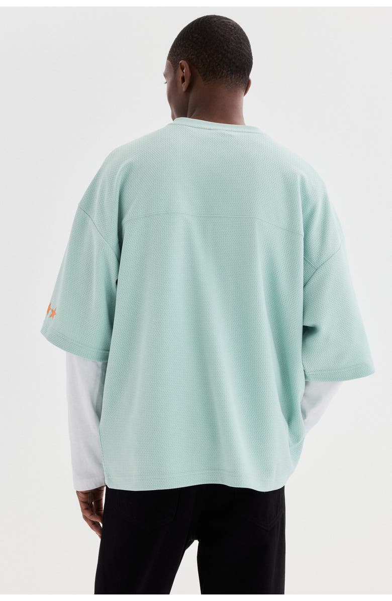 H&M Oversized Fit Printed Mesh T-shirt, Alternate, color, Mint Green/System