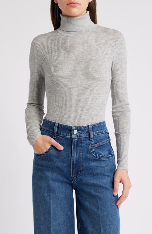 Favorite Daughter Amelia Rib Merino Wool Turtleneck Top In Melange Grey