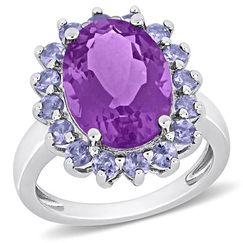 Amethyst & Tanzanite Halo Cocktail Ring