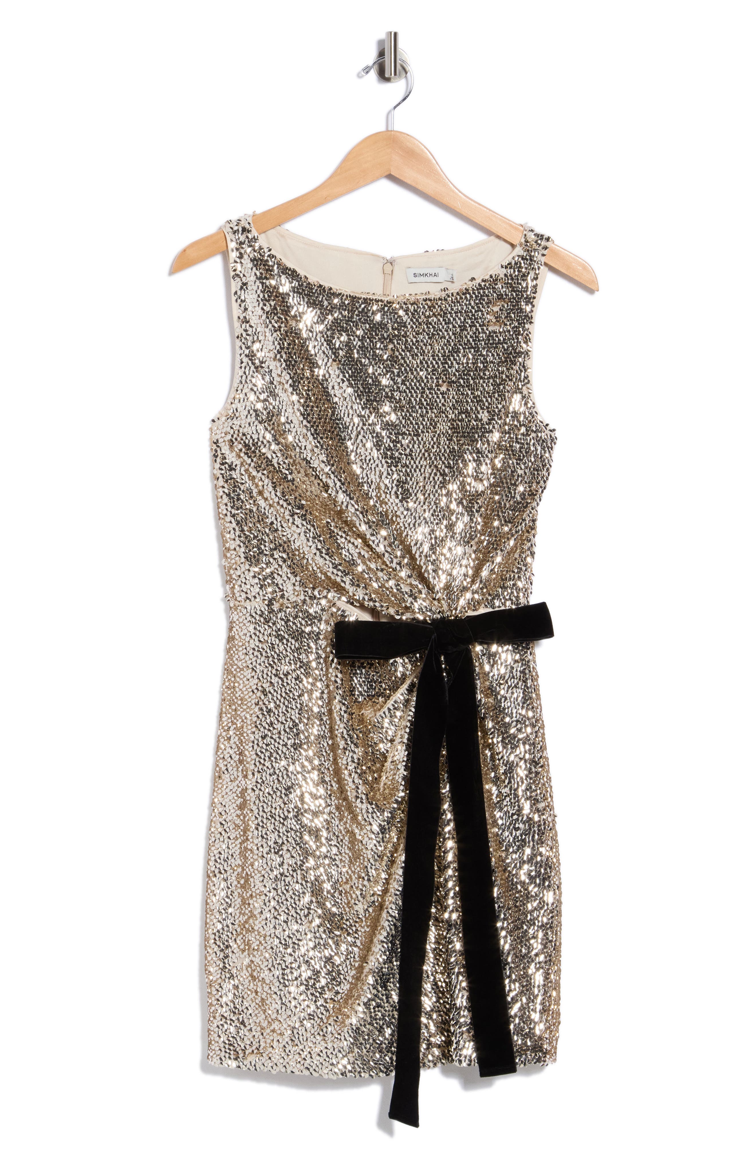 Felly Sequin Minidress with Bow Tie
