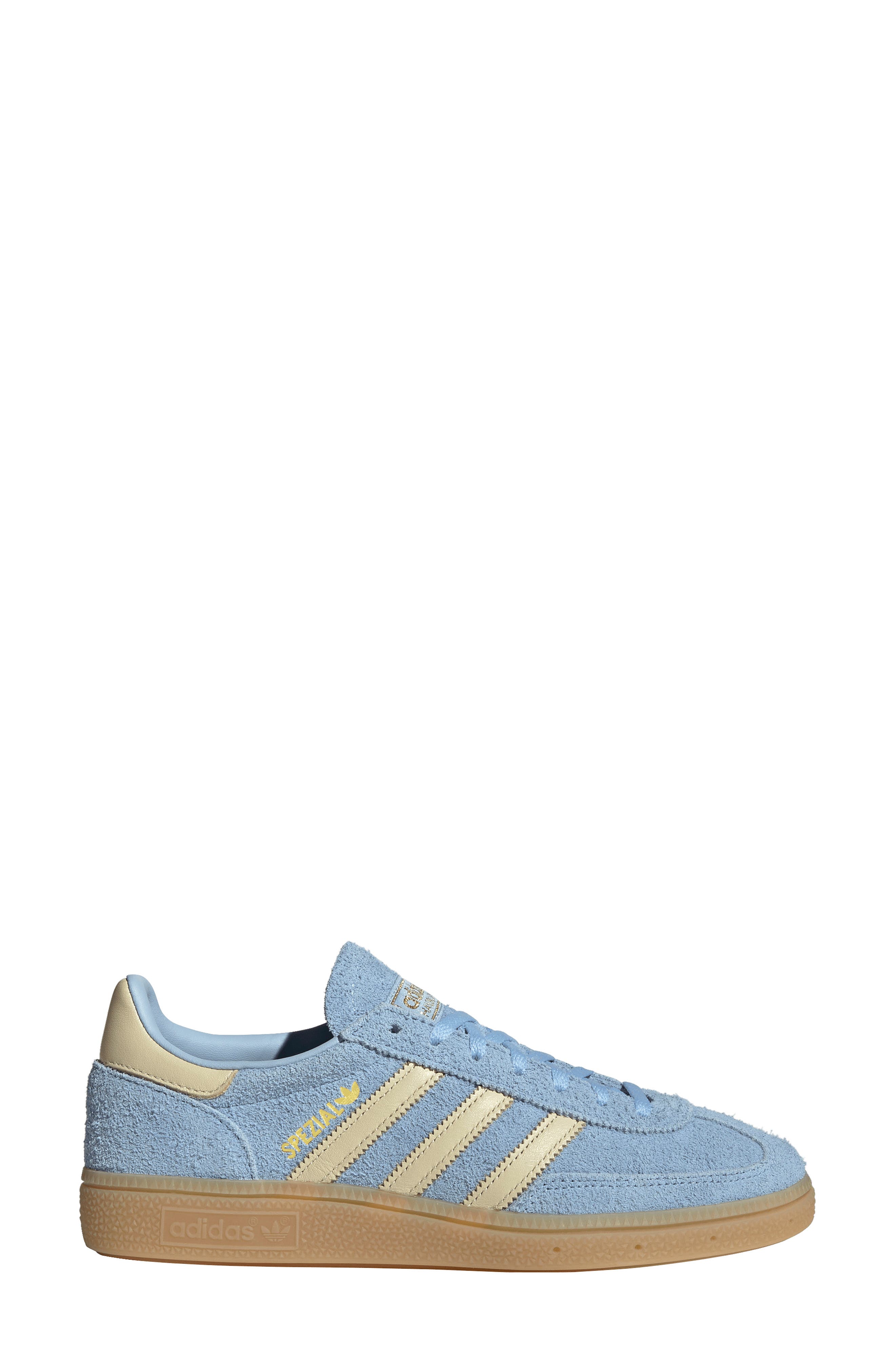 adidas Handball Spezial Sneaker, Alternate, color, Clear Sky/ Vanilla/ Gold
