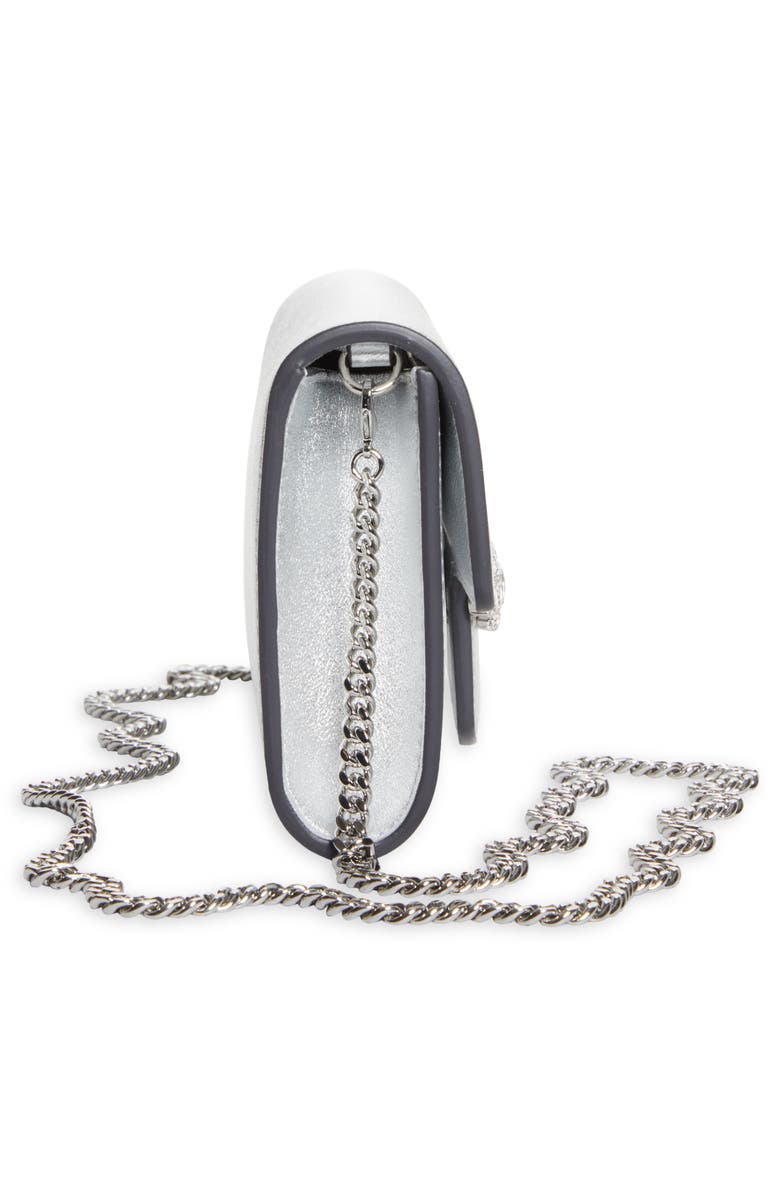 Jimmy Choo Bing Leather Wallet on a Chain, Alternate, color, Silver/ Silver