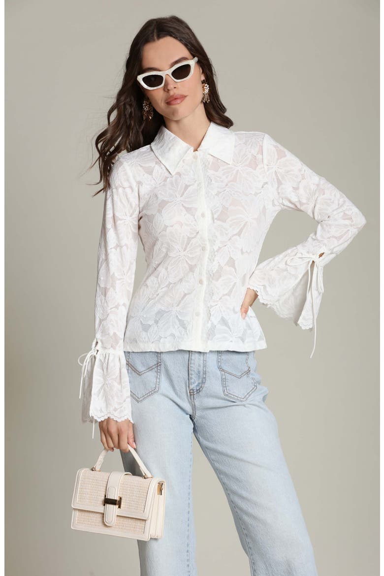 Flare Cuff Button-Up Shirt, Alternate, color, WHITE