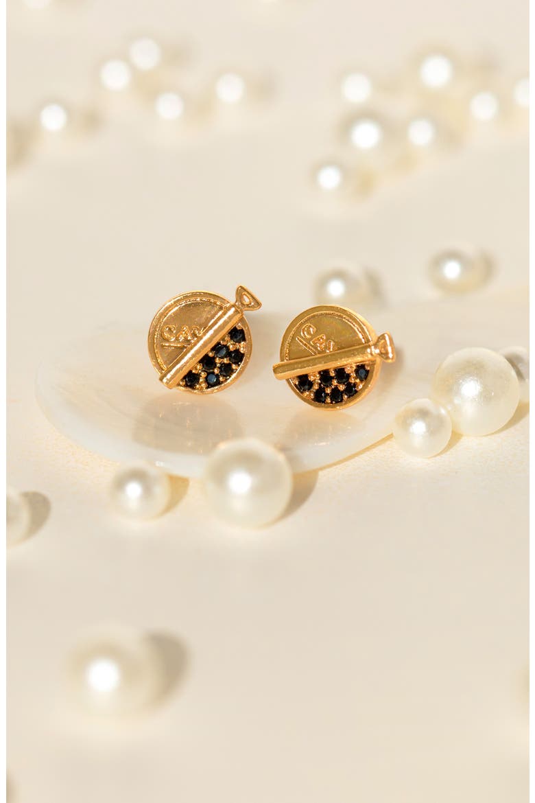 Premium Caviar Stud Earrings, Alternate, color, GOLD