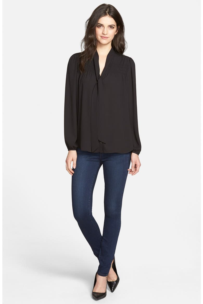 Tie Blouse (Nordstrom Exclusive), Alternate, color, BLACK